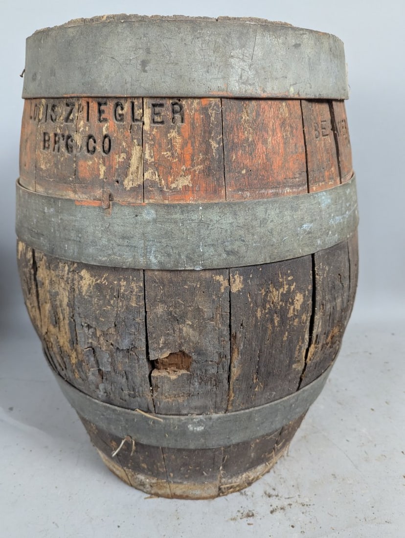 Antique Louis Ziegler Brewing Co Wooden Beer Barrel Unique Breweriana Collectible - 6