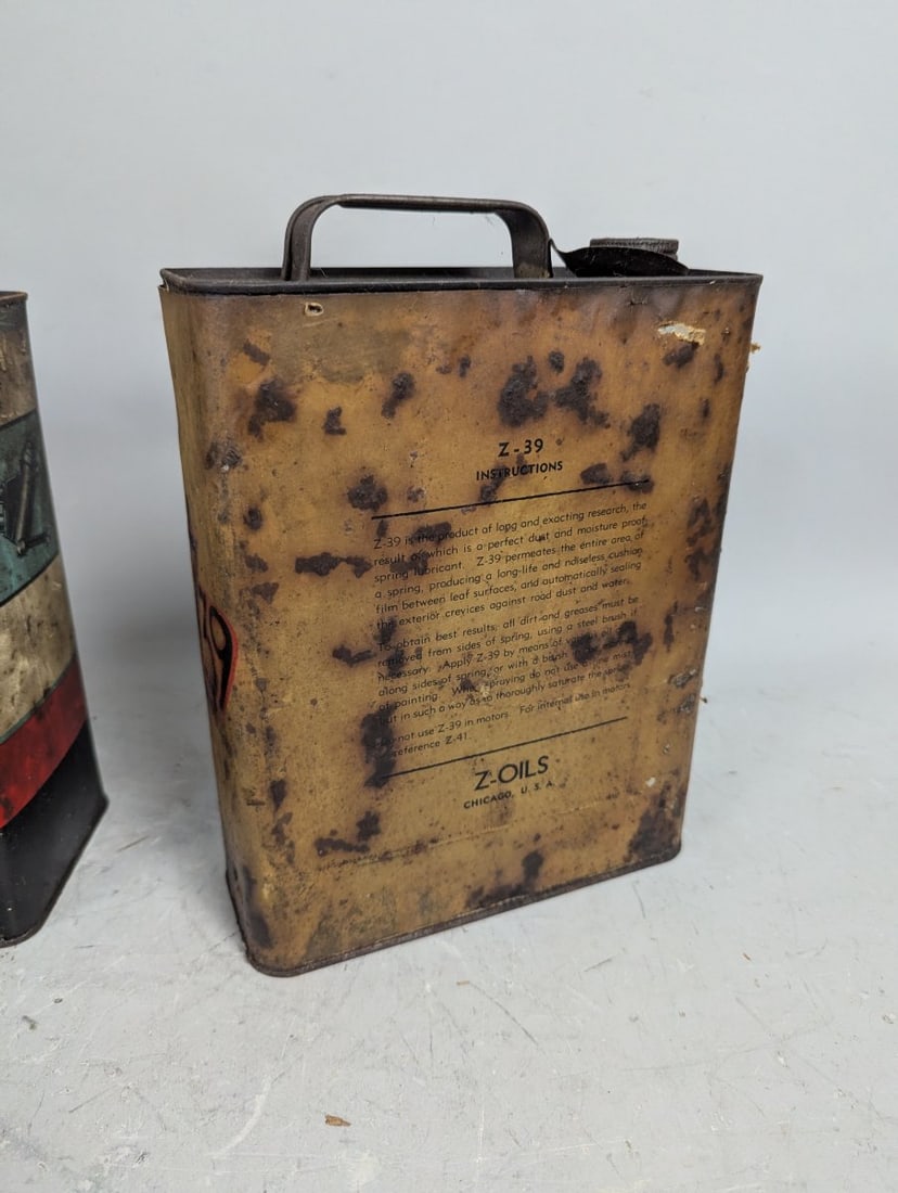 Collection of Vintage Automotive Oil Cans GM Standard Oil Whiz Z-Oils Petroliana - 3