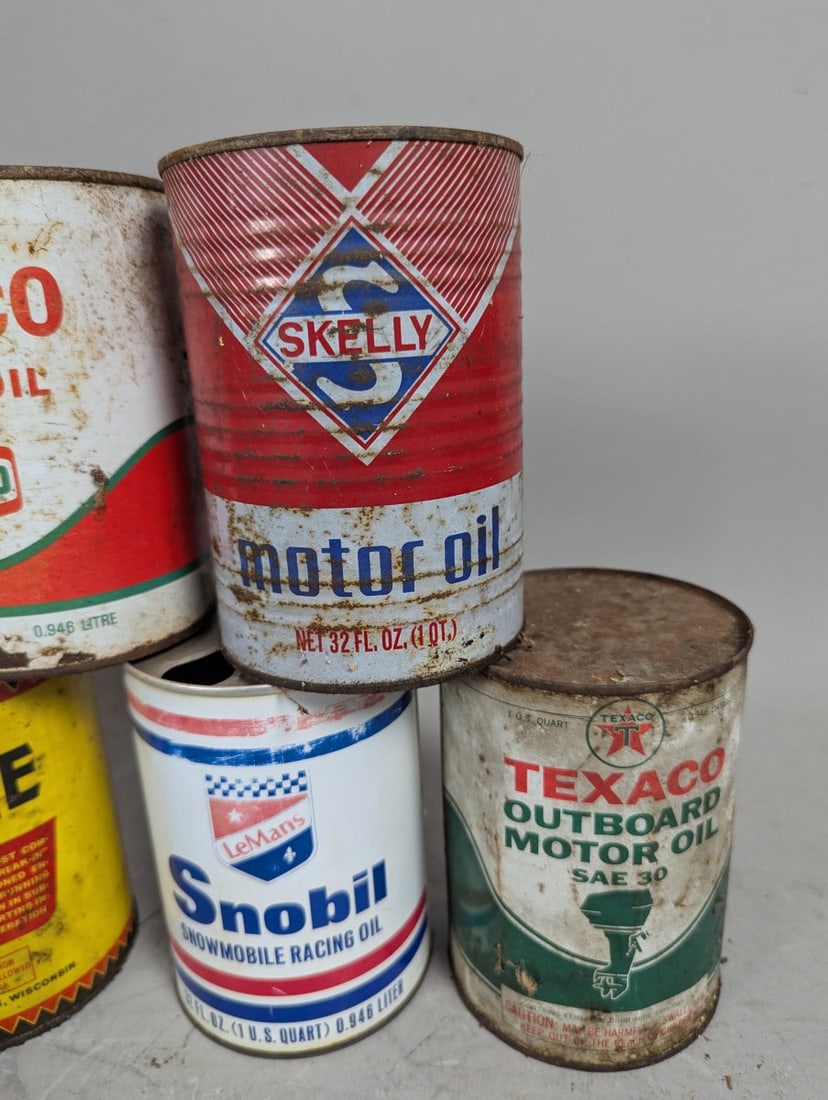 Collector's Vintage Automotive Oil Can Lot Including Harley-Davidson and Texaco - 2
