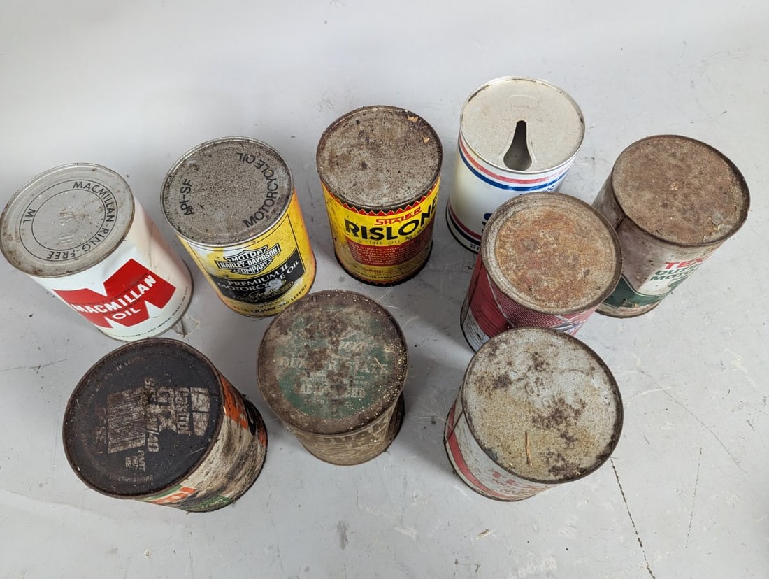Collector's Vintage Automotive Oil Can Lot Including Harley-Davidson and Texaco - 5