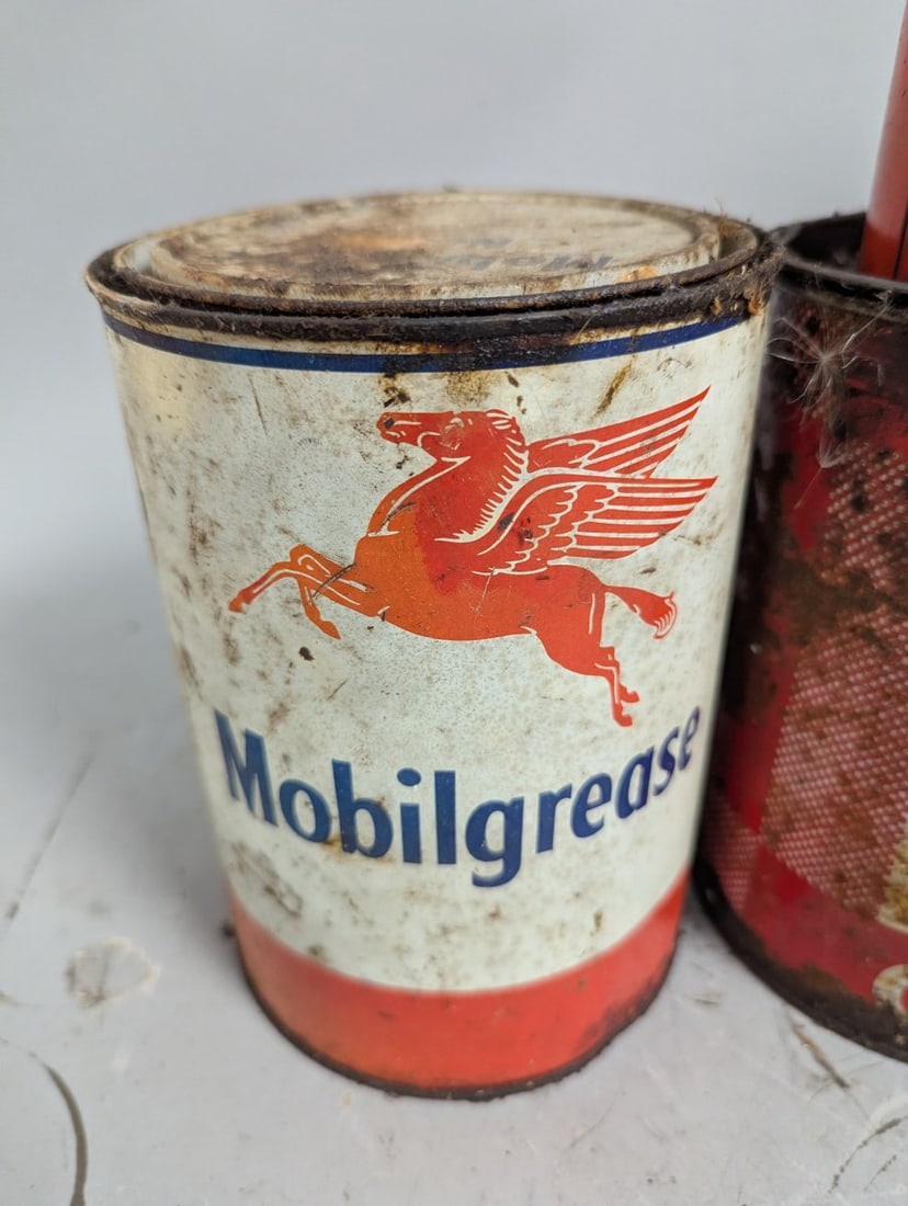 Vintage Petroliana Automotive Grease Cans Collection - Mobil, Lubriko and More - 2