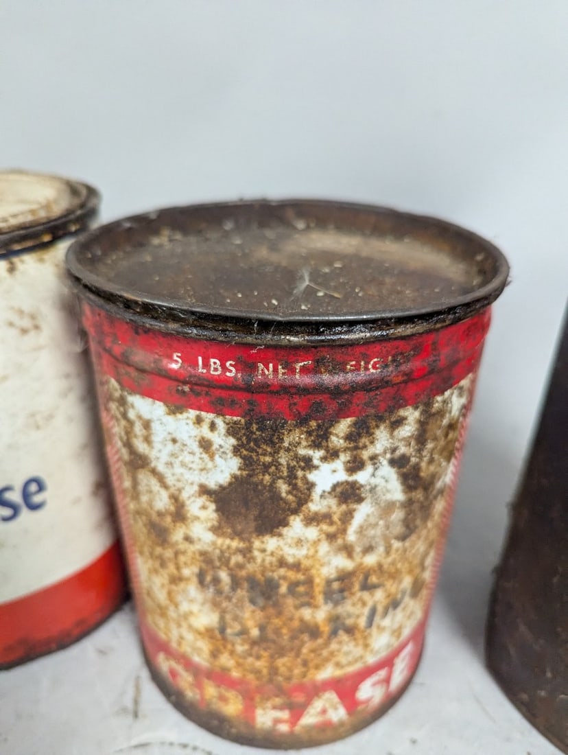 Vintage Petroliana Automotive Grease Cans Collection - Mobil, Lubriko and More - 4