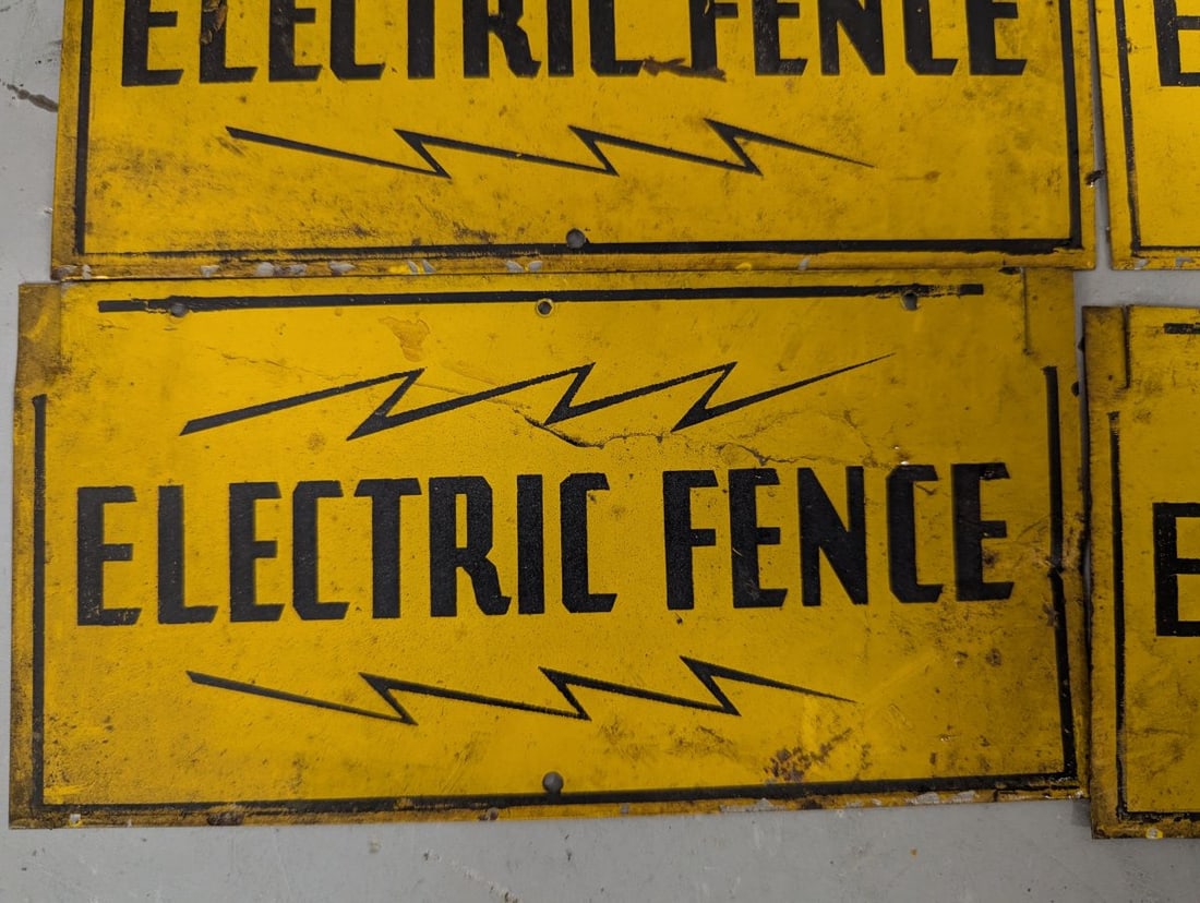 Vintage Electric Fence Warning Signs Lot of 8 Metal Decor Industrial Americana - 2
