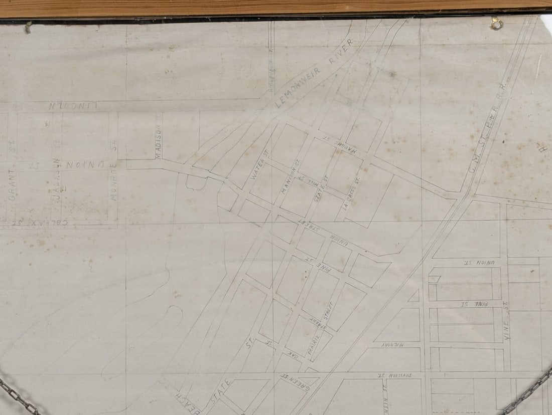 Historic Racine WI Map and Signed Advertising Poster by J.I. Case Plow Works - 12