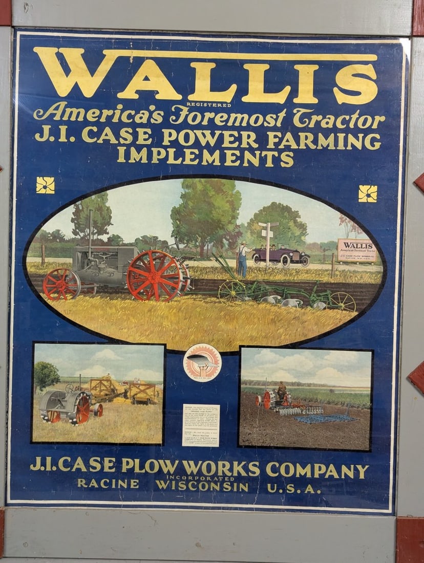 Historic Racine WI Map and Signed Advertising Poster by J.I. Case Plow Works - 2