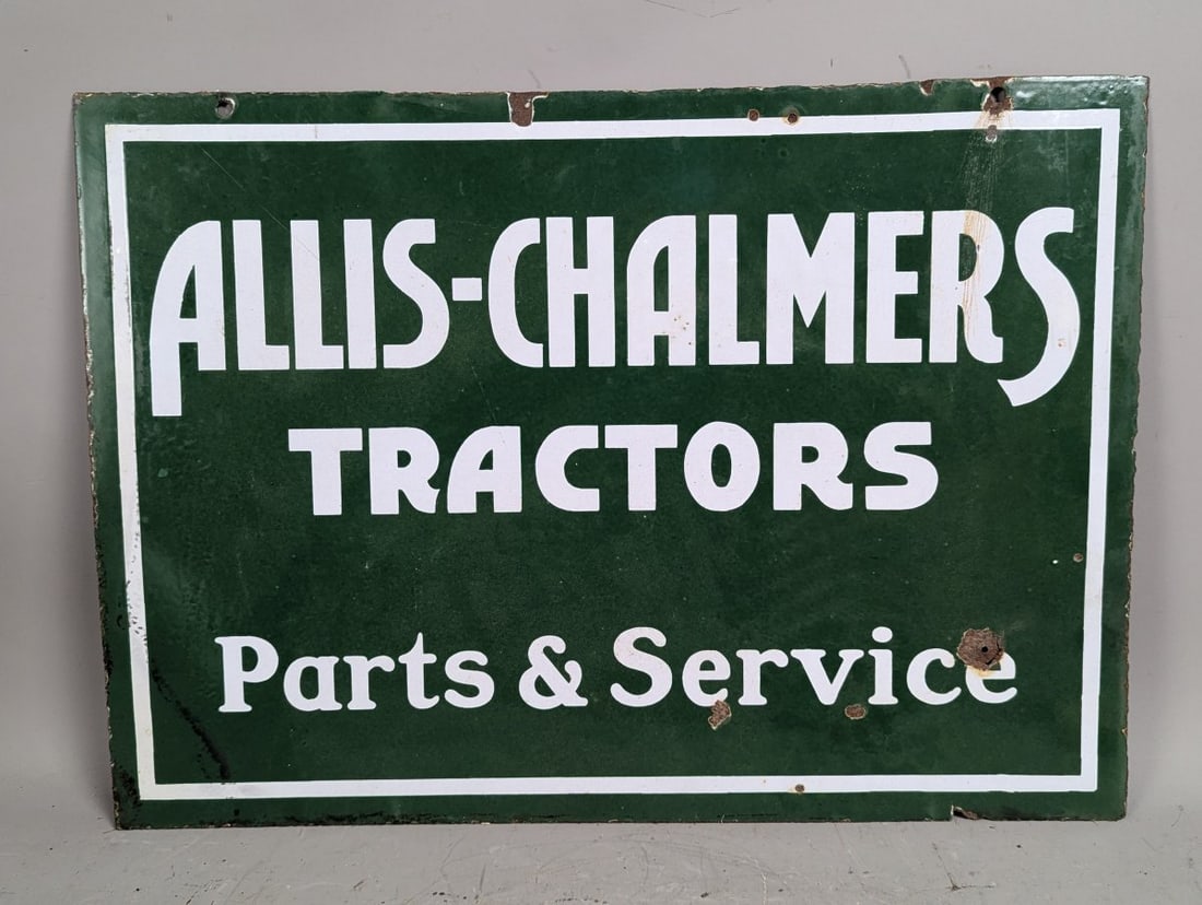 Vintage Allis-Chalmers Tractors Double-Sided Porcelain Sign Collectible Advertising Decor (1 of 6)