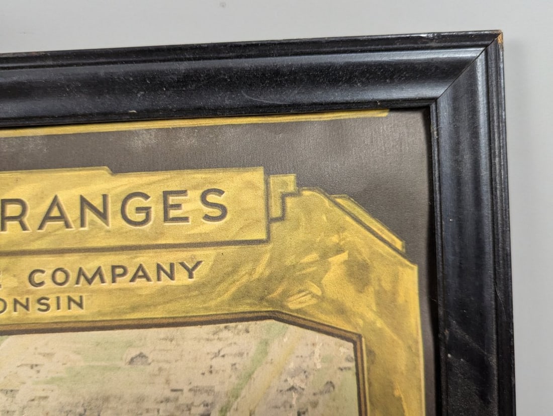 Vintage Framed Advertising Poster Monarch Malleable Ranges Industrial Decor Art Deco - 8