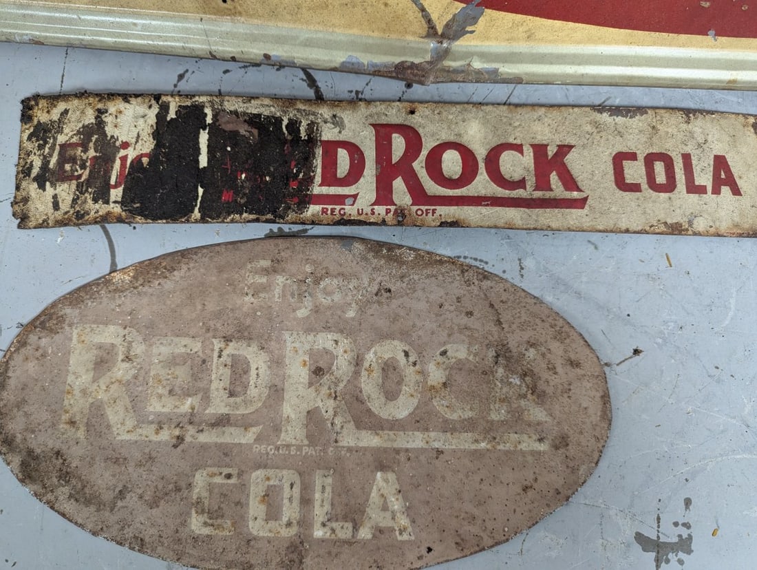 Vintage Red Rock Cola Sign Collection Embossed Advertising Decor Home Bar - 6