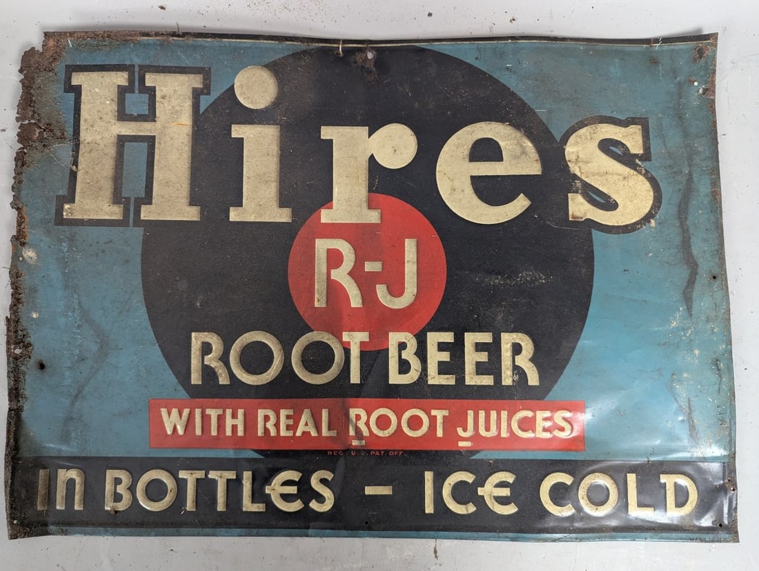 Vintage Hires R-J Root Beer Advertising Signs Metal Collectible Mid-Century Decor - 4