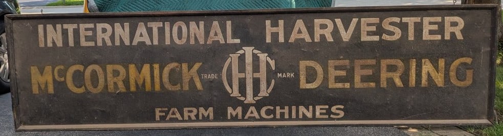 Vintage 10-Foot International Harvester McCormick-Deering Smalt Dealership Sign: **Important** Please read below description on how to avoid high shipping costs. Up for auction is a striking Vintage 10-Foot International Harvester McCormick-Deering sign, perfect for collectors