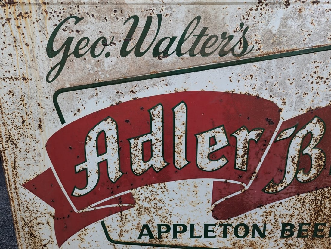 Vintage Geo Walter's Adler Brau Beer Sign Rustic Decor Collectible 70 x 45 Inches - 2