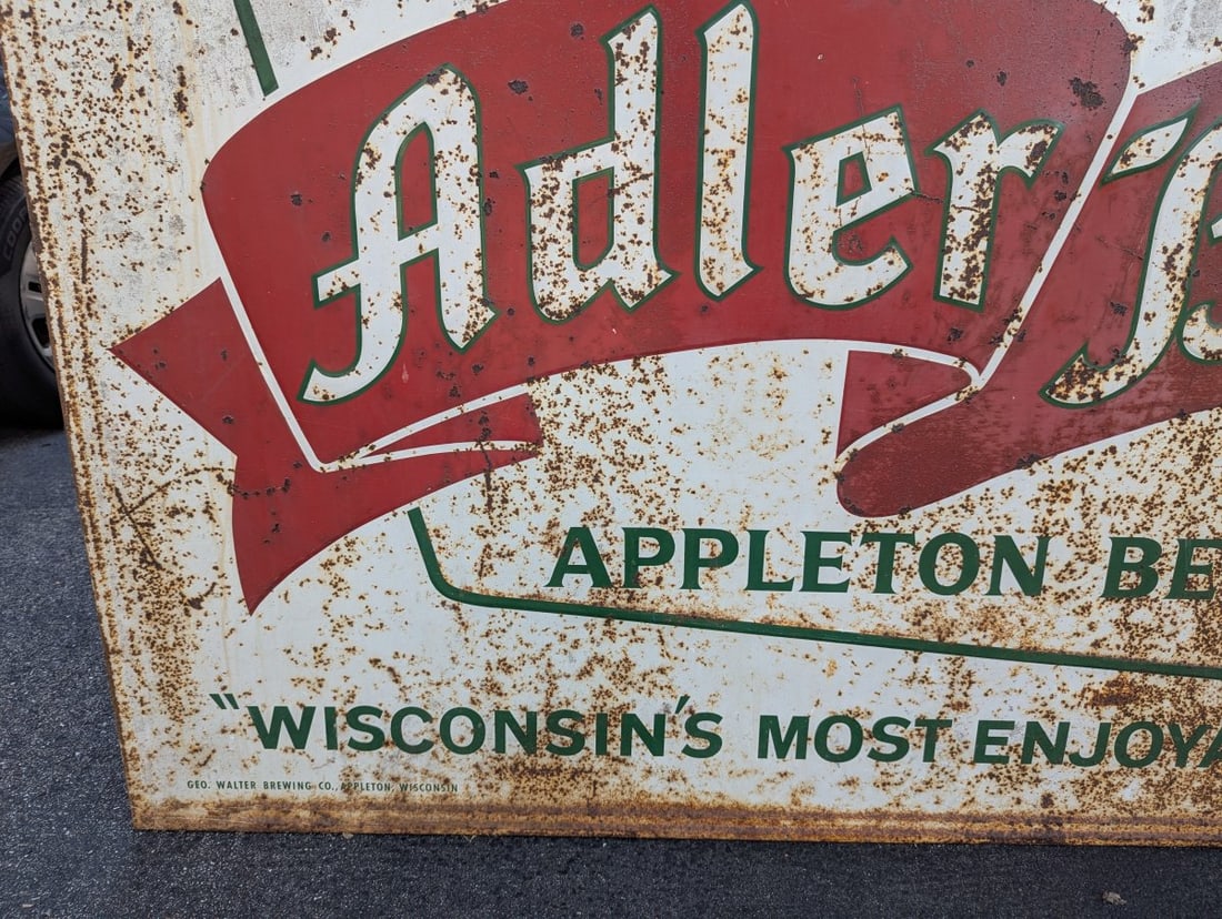 Vintage Geo Walter's Adler Brau Beer Sign Rustic Decor Collectible 70 x 45 Inches - 3