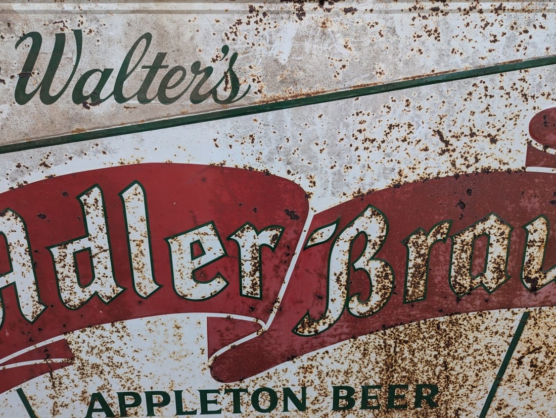 Vintage Geo Walter's Adler Brau Beer Sign Rustic Decor Collectible 70 x 45 Inches - 4