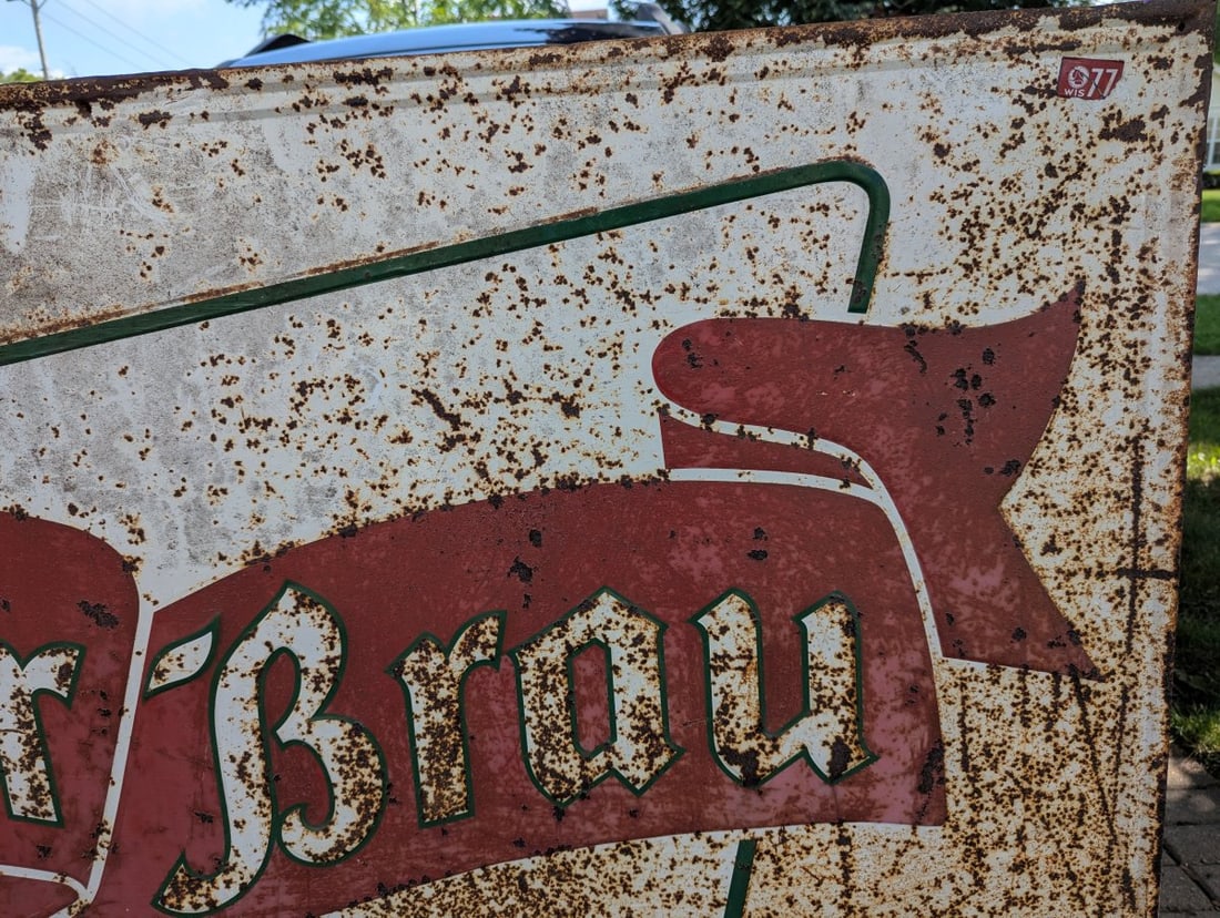 Vintage Geo Walter's Adler Brau Beer Sign Rustic Decor Collectible 70 x 45 Inches - 6