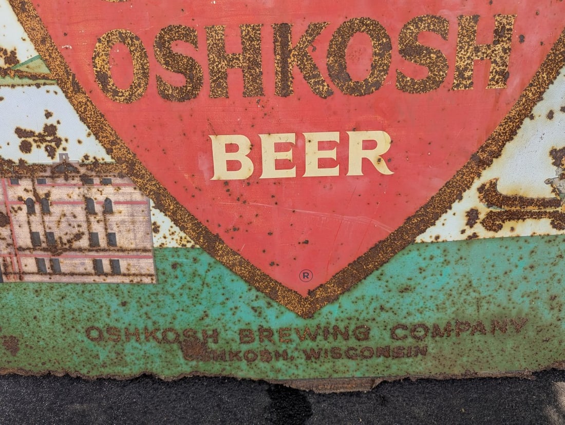 Vintage 1962 Chief Oshkosh Beer Billboard Sign Rare Brewery Decor Advertising Art - 9