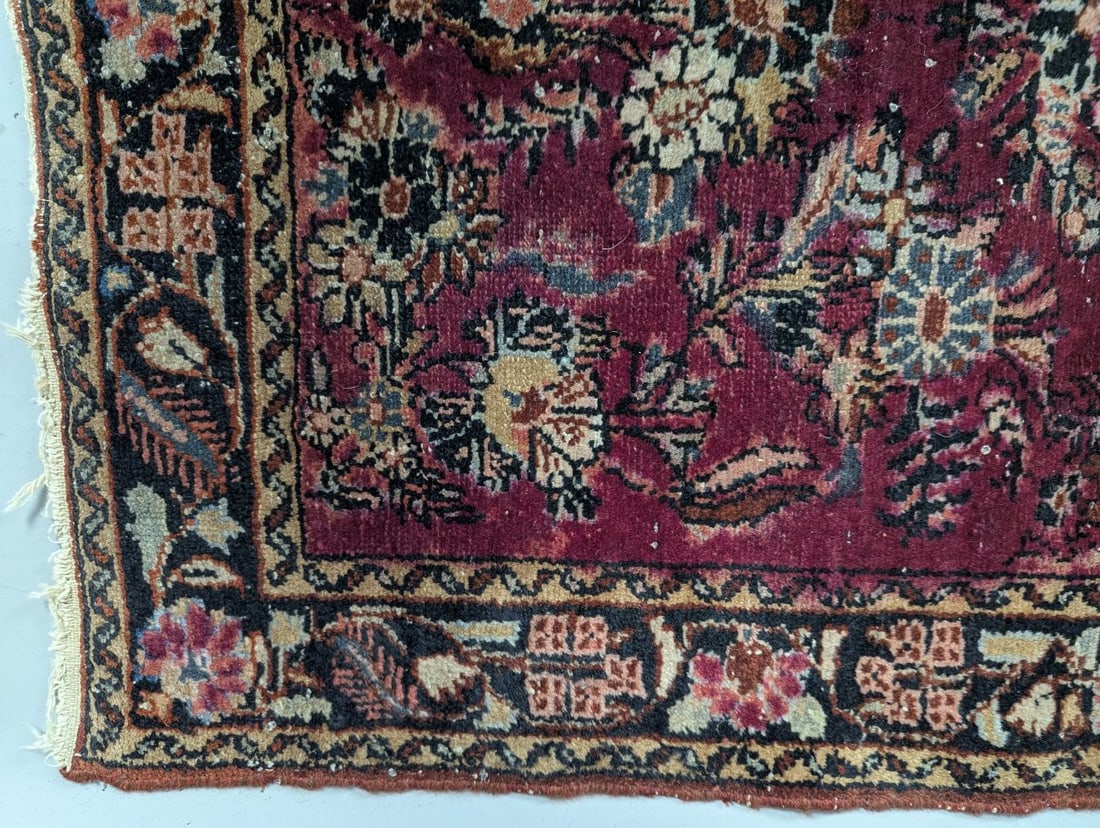 Vintage Persian-Style Floral Hand-Knotted Wool Rug Classic Design Unique Collector Piece - 9
