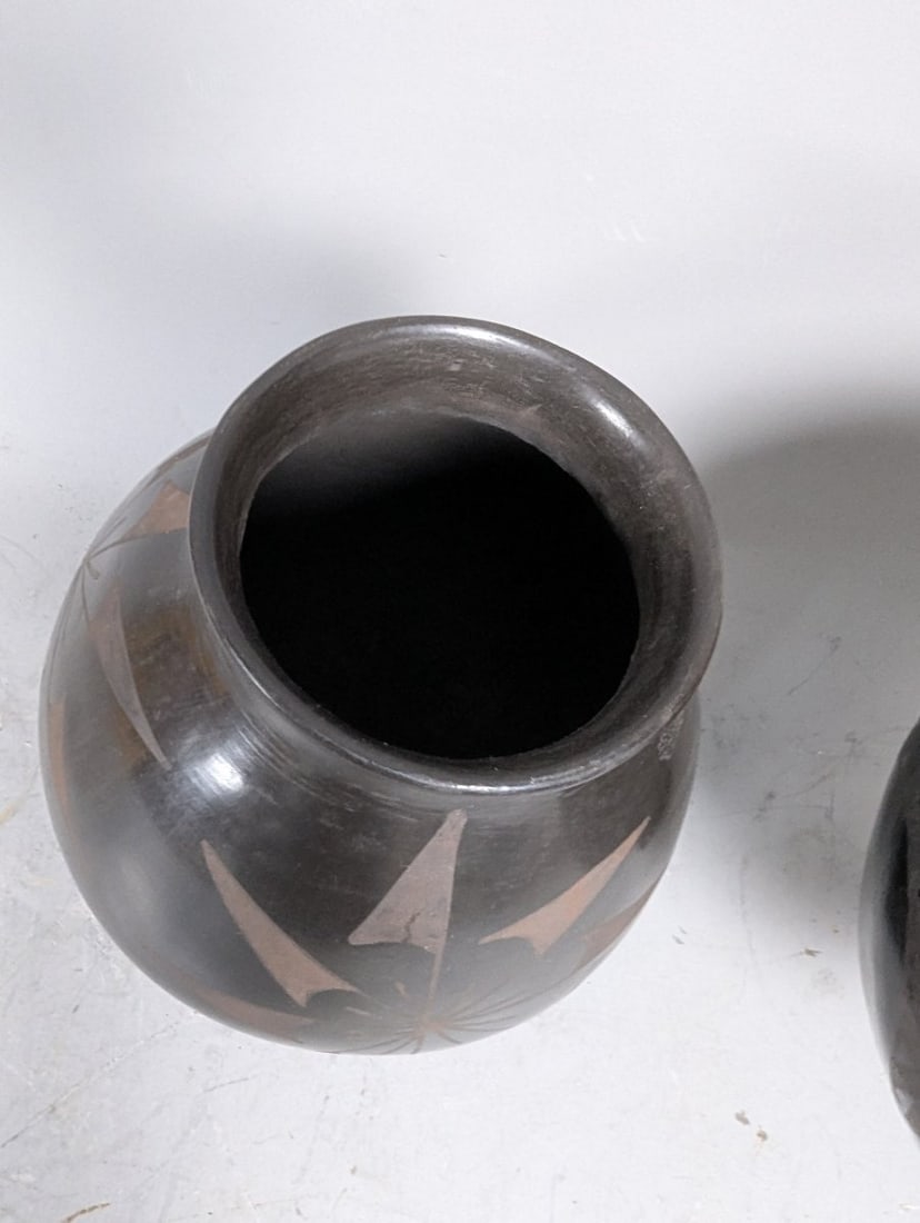 Stunning Pueblo Blackware Pottery Jars with Pinwheel and Geometric Designs Collection - 8
