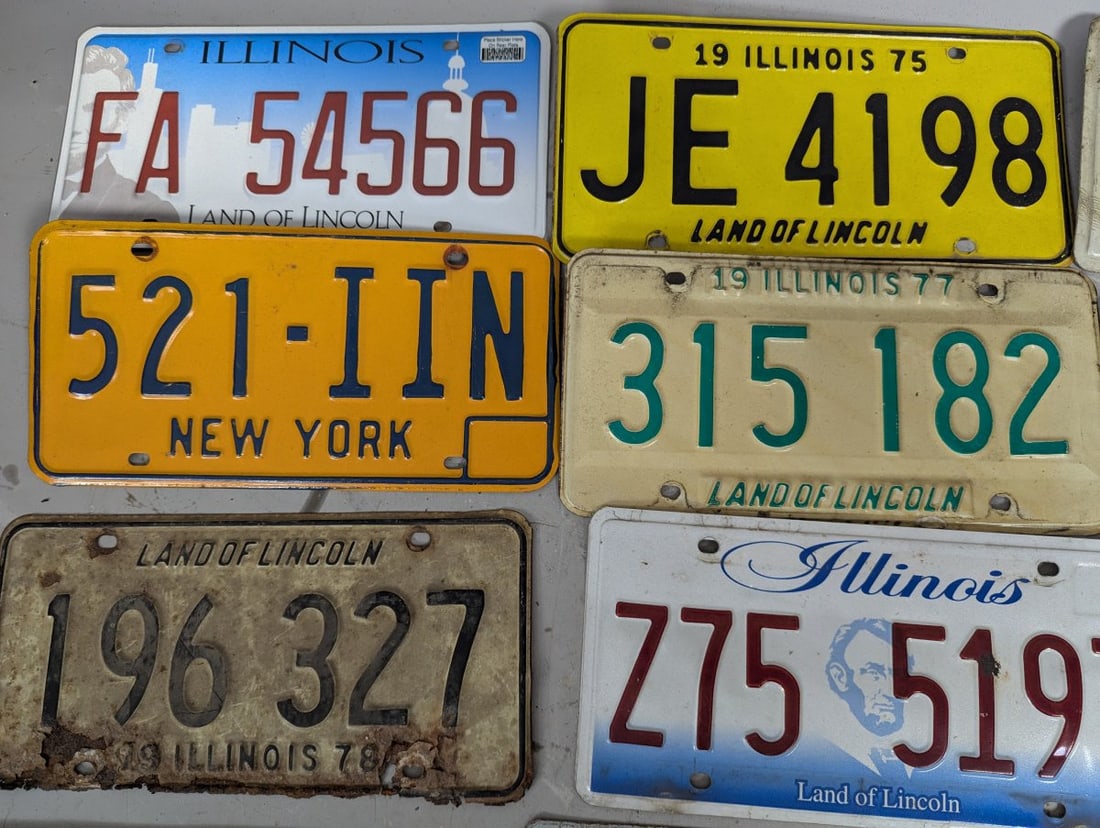 Collection of Vintage Illinois and New York License Plates Historical Memorabilia - 2