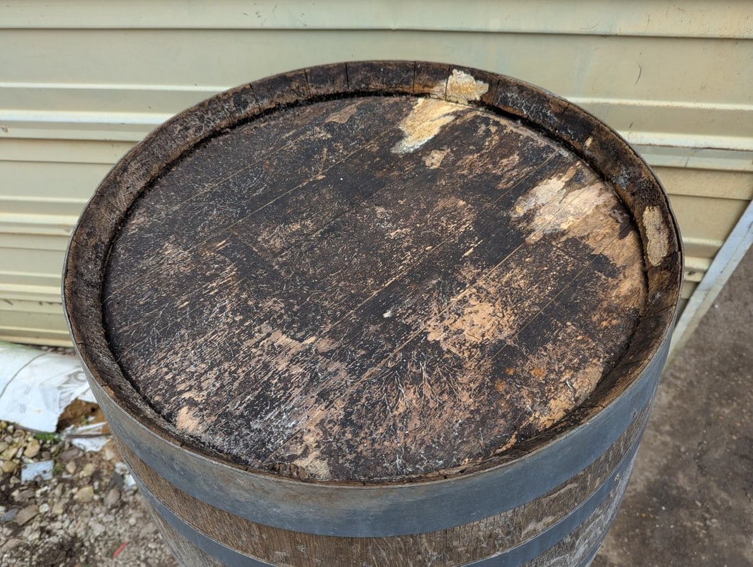 Rustic Oak Wine Barrel for Home Decor or Garden Projects - 28 x 25 Diameter - 2