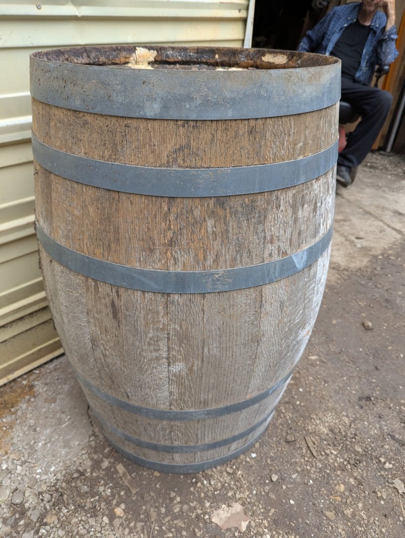 Rustic Oak Wine Barrel for Home Decor or Garden Projects - 28 x 25 Diameter - 4