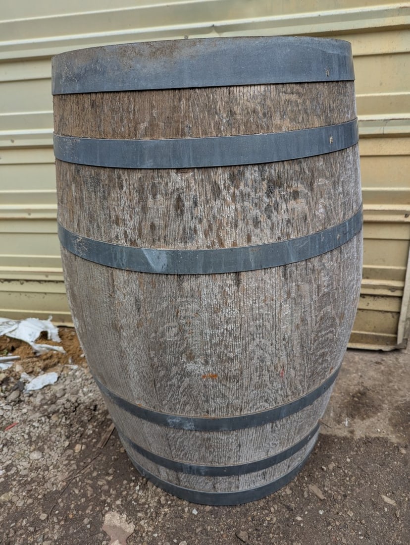 Rustic Oak Wine Barrel for Home Decor or Garden Projects - 28 x 25 Diameter - 5