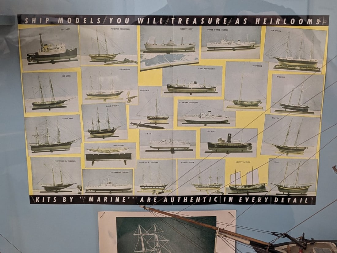 Rare Marine Model Co Vintage Store Display Case with Ship Models Maritime Collectibles - 8