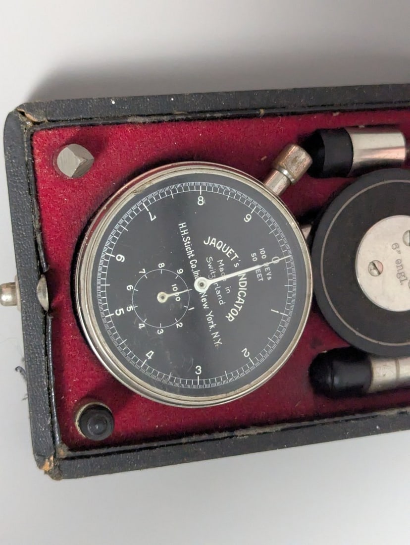 Jaquet Improved Speed Indicator Set Mechanical Tachometer with Case and Accessories - 2