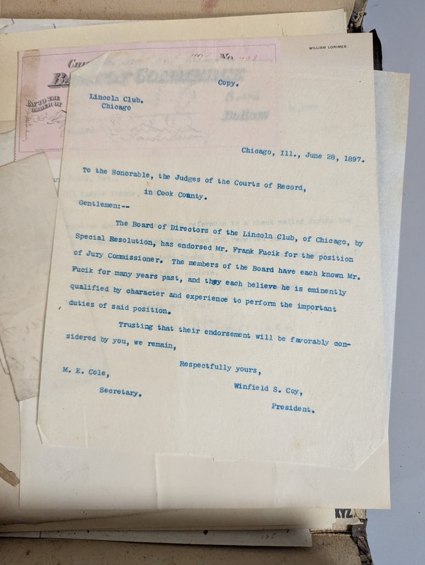 Antique Highland Letter File with Chicago Czech Frank Fucik's Personal History Archive c. 1897-1900 - 11