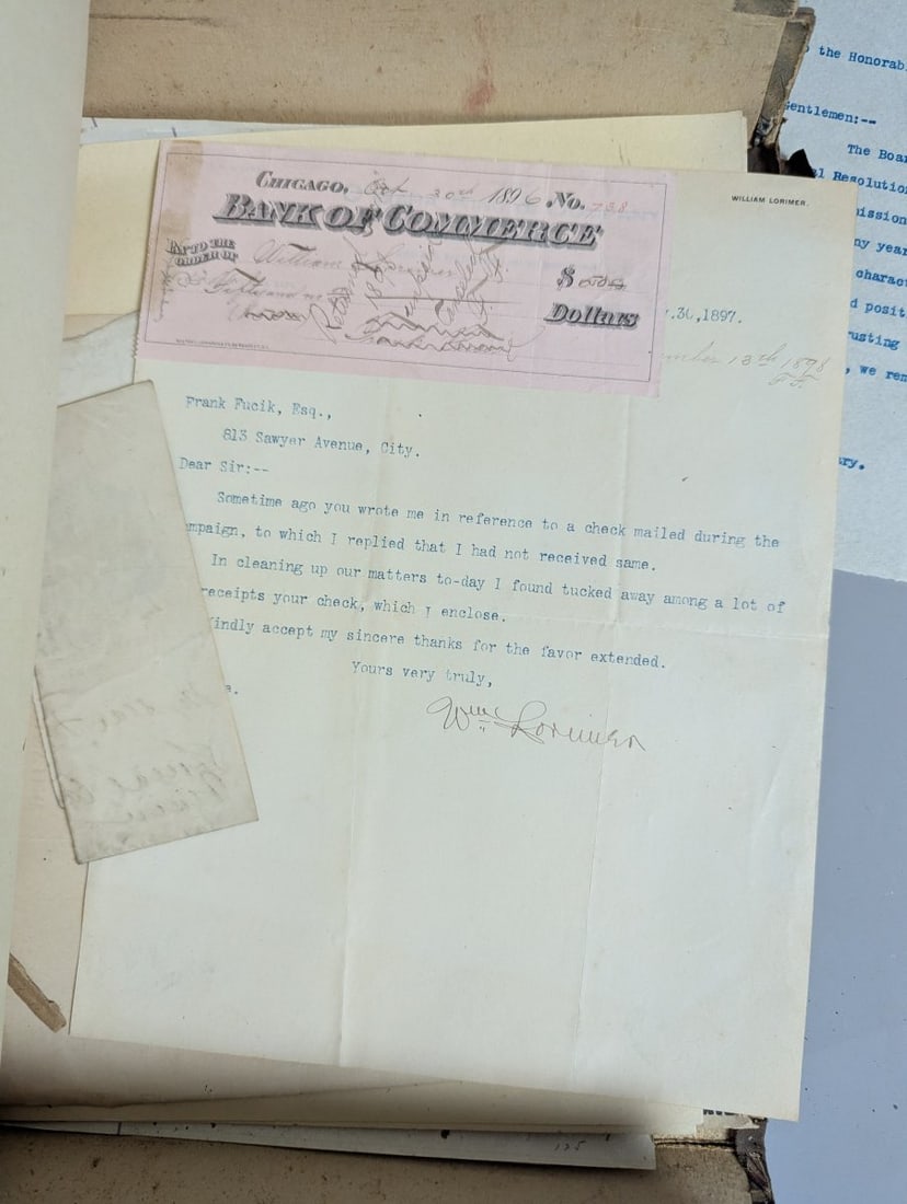 Antique Highland Letter File with Chicago Czech Frank Fucik's Personal History Archive c. 1897-1900 - 12