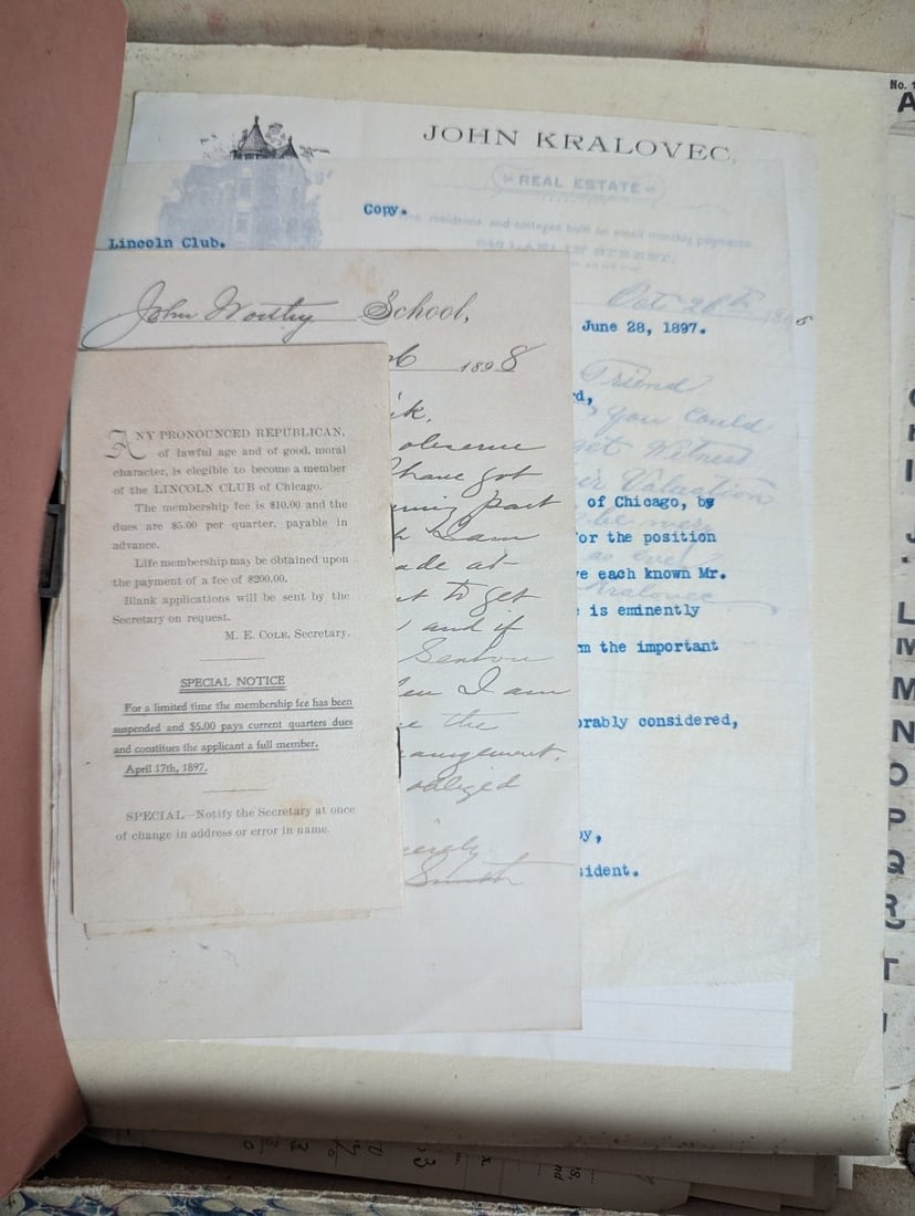 Antique Highland Letter File with Chicago Czech Frank Fucik's Personal History Archive c. 1897-1900 - 3
