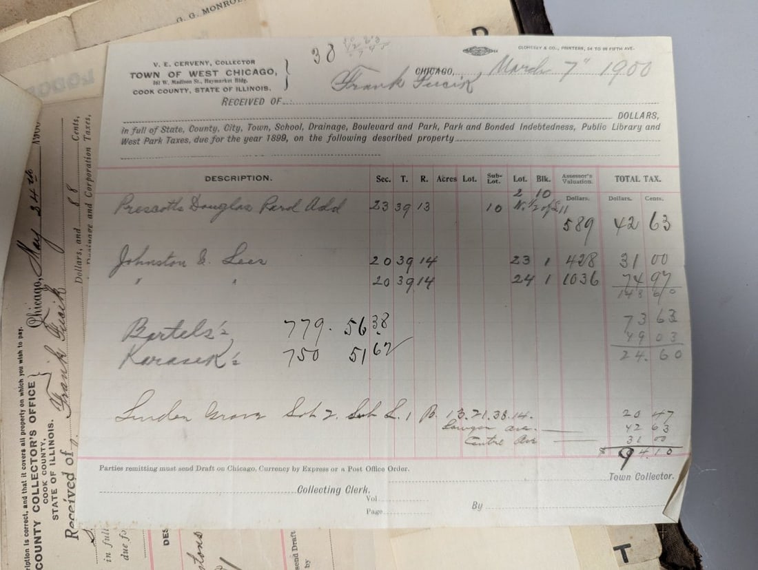 Antique Highland Letter File with Chicago Czech Frank Fucik's Personal History Archive c. 1897-1900 - 6