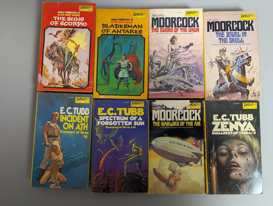 Vintage Sci-Fi Fantasy Paperback Book Collection from DAW Books 1970s E.C. Tubb Moorcock - 3