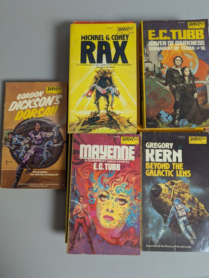 Vintage Sci-Fi Fantasy Paperback Book Collection from DAW Books 1970s E.C. Tubb Moorcock - 4