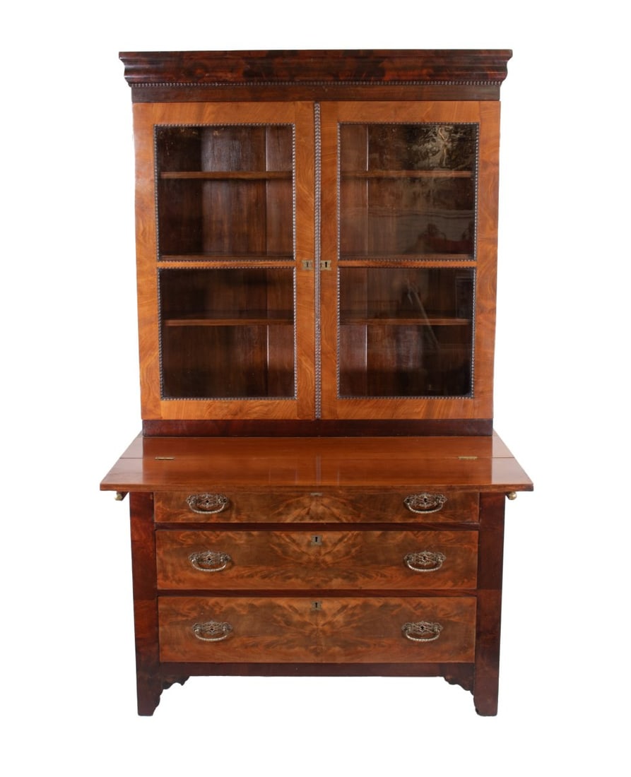 Late 19th Century English Sheraton Style Walnut Secretary with Chippendale Influences - 2
