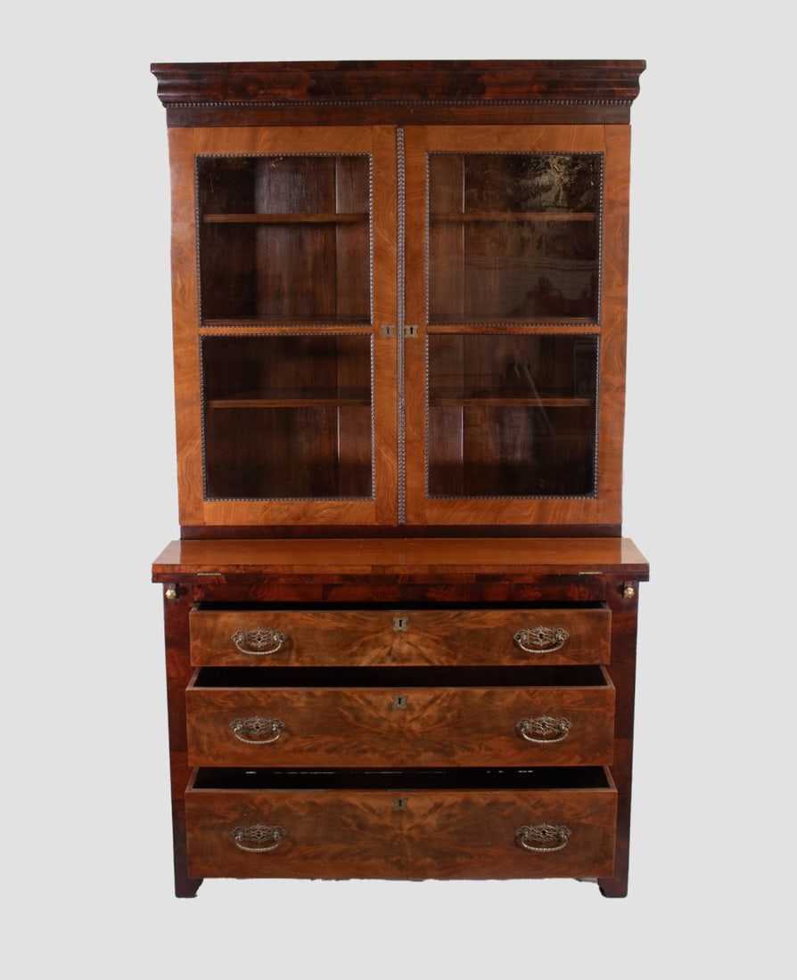 Late 19th Century English Sheraton Style Walnut Secretary with Chippendale Influences - 3