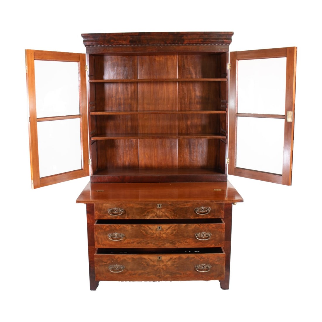 Late 19th Century English Sheraton Style Walnut Secretary with Chippendale Influences - 4