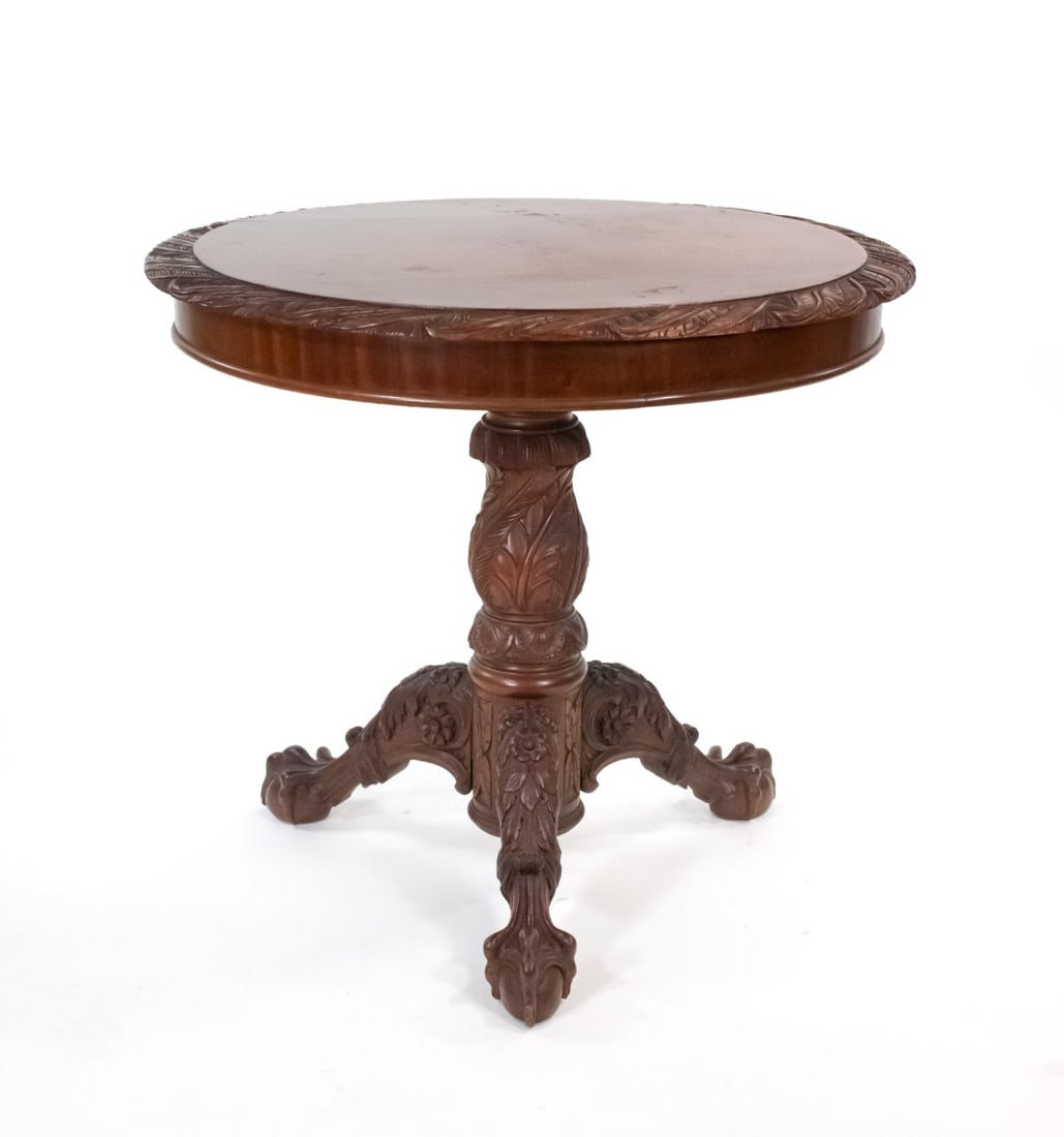 Early 20th Century Rococo Revival Mahogany Tea Table with Ornate Carvings (1 of 7)