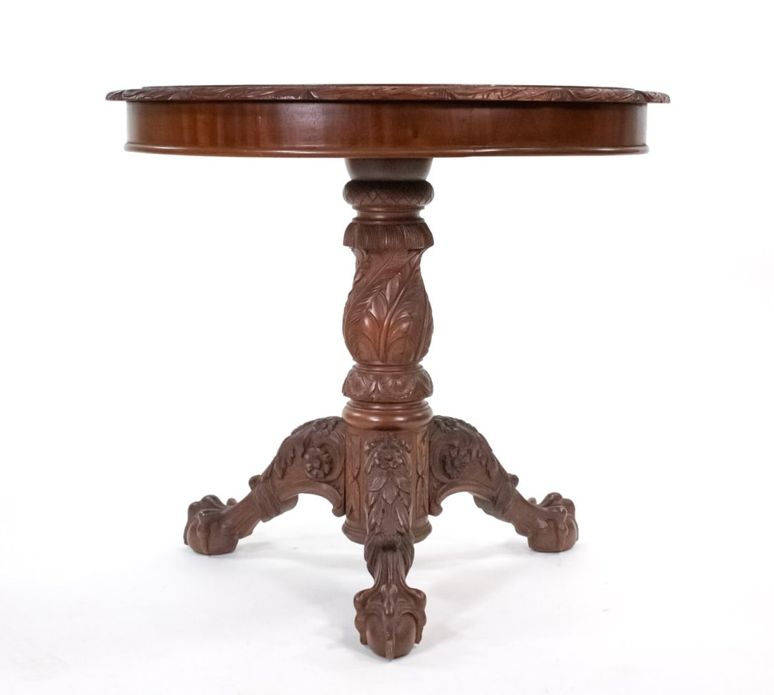 Early 20th Century Rococo Revival Mahogany Tea Table with Ornate Carvings - 2