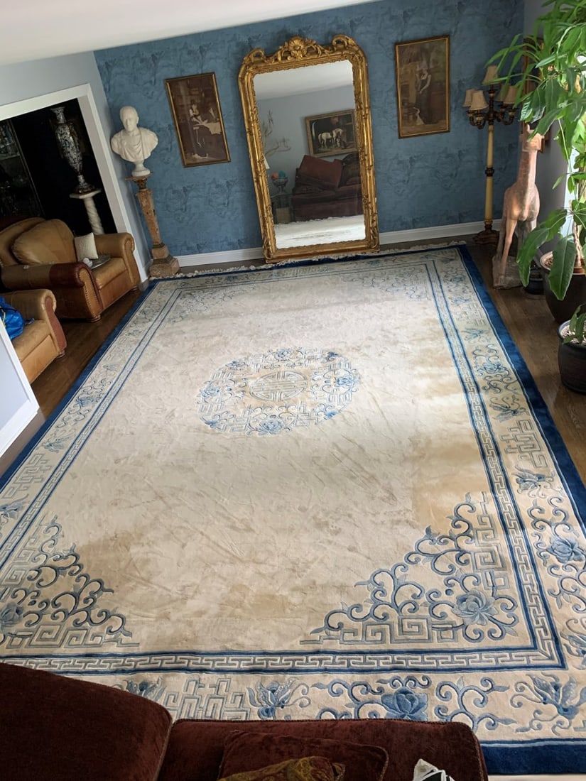 Exquisite Custom Oriental Wool Rug from Hong Kong Unique Design 12x18 Decor: **Important** Please read below description on how to avoid high shipping costs. Introducing an exquisite one-of-a-kind custom-made Oriental rug from Hong Kong, measuring 12' x 18' (not including