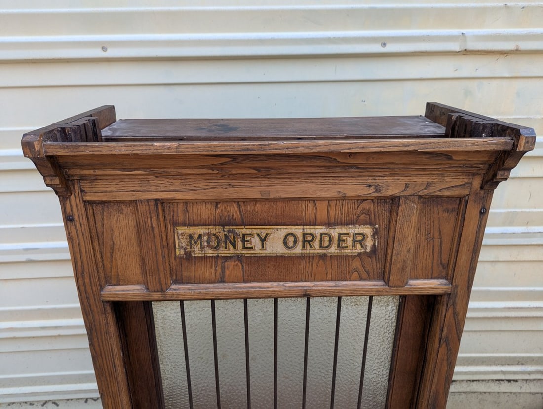 Antique Oak Bank Teller Money Order Window Architectural Salvage Decorative Piece - 2