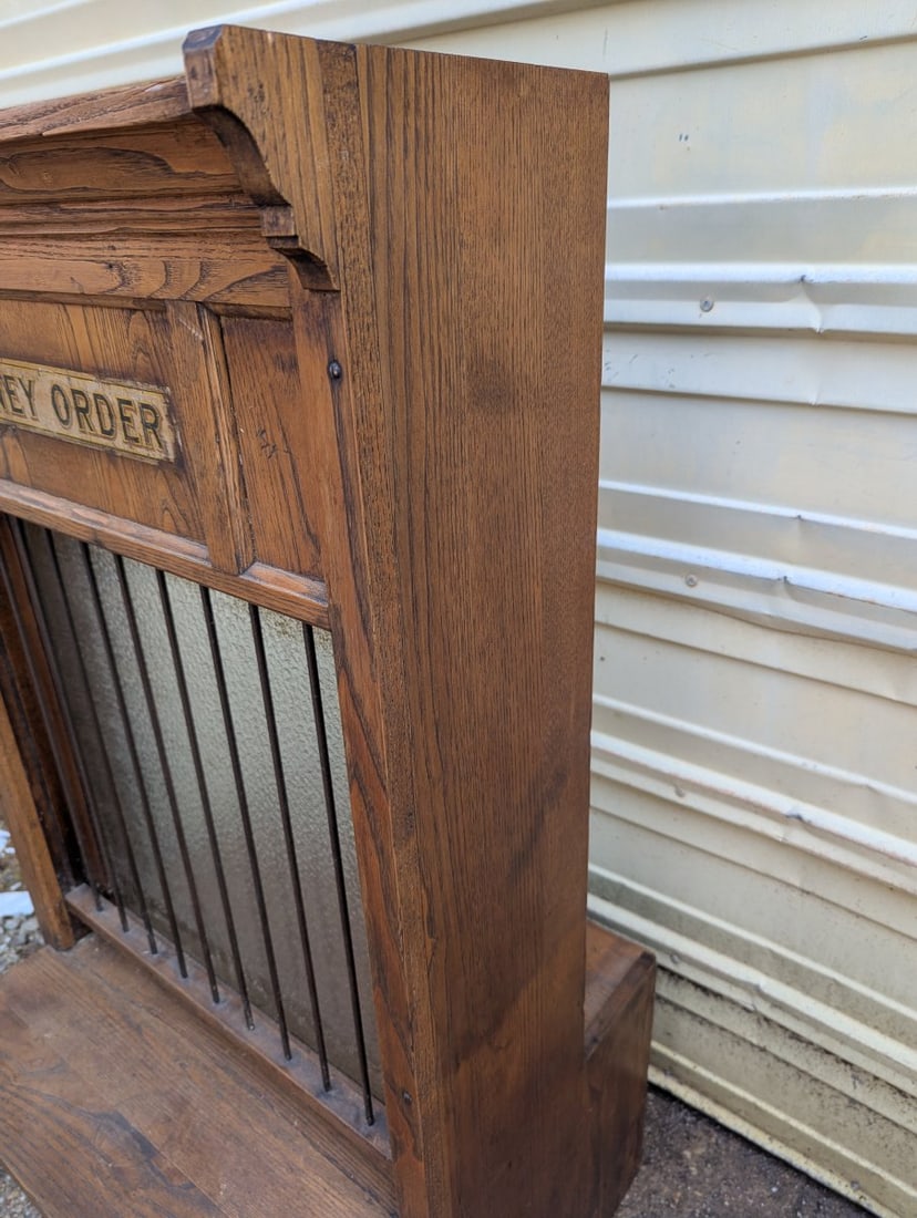 Antique Oak Bank Teller Money Order Window Architectural Salvage Decorative Piece - 5