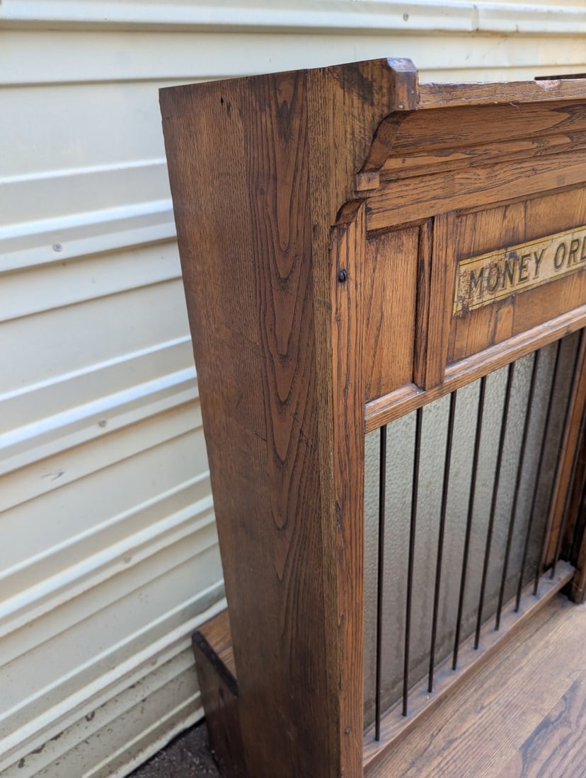 Antique Oak Bank Teller Money Order Window Architectural Salvage Decorative Piece - 7