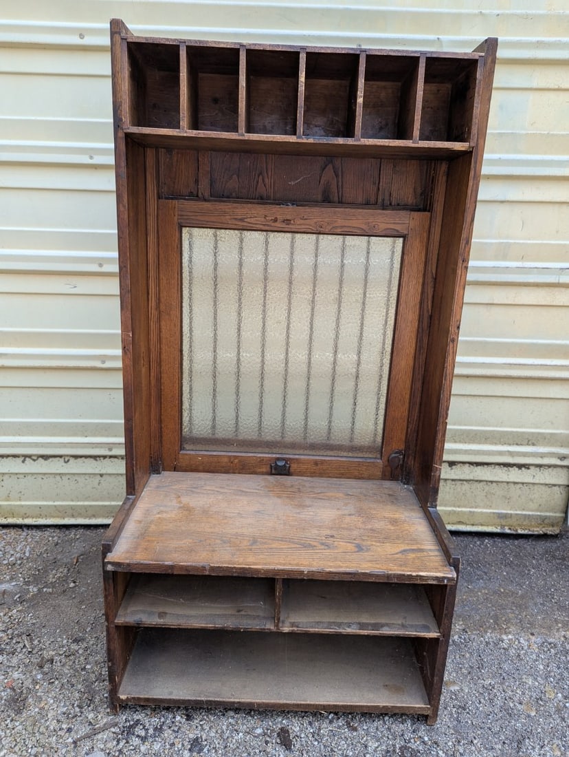 Antique Oak Bank Teller Money Order Window Architectural Salvage Decorative Piece - 9
