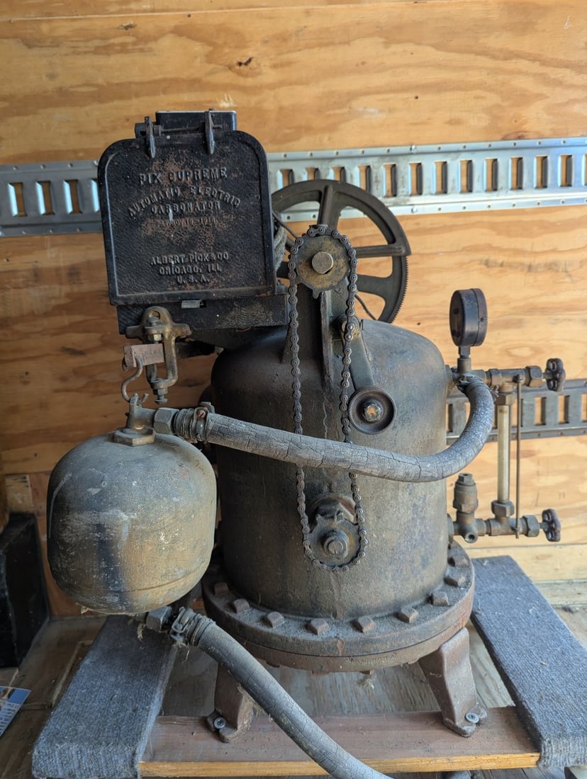 c1890's Pix Supreme Automatic Electric Carbonator by Albert Pick & Co. Industrial Decor: **Important** Please read below description on how to avoid high shipping costs. Presenting the Pix Supreme Automatic Electric Carbonator by Albert Pick & Co. This intriguing piece, measuring Not