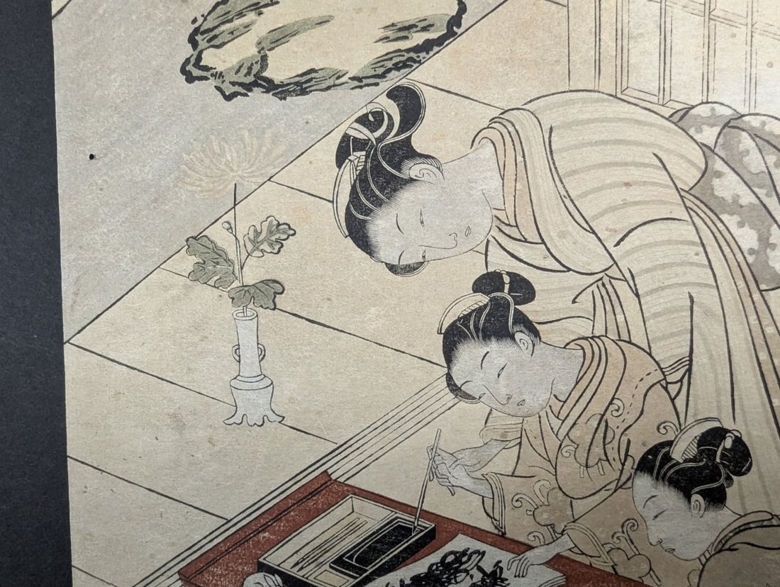 Japanese Woodblock Print Original 18th Century by Suzuki Harunobu 'Wisdom' The Five Virtues - 4