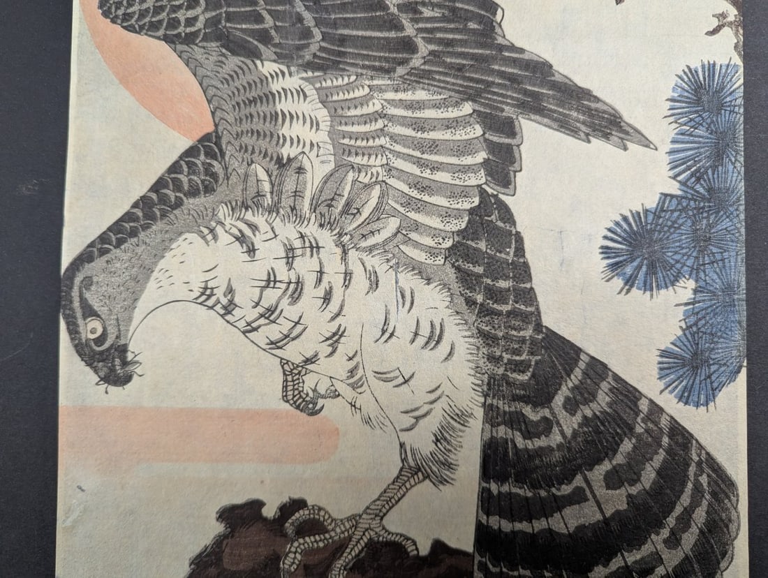 Utagawa Kuniyoshi Original 19th Century Japanese Woodblock Print Diptych, Hawk's Nest - 4