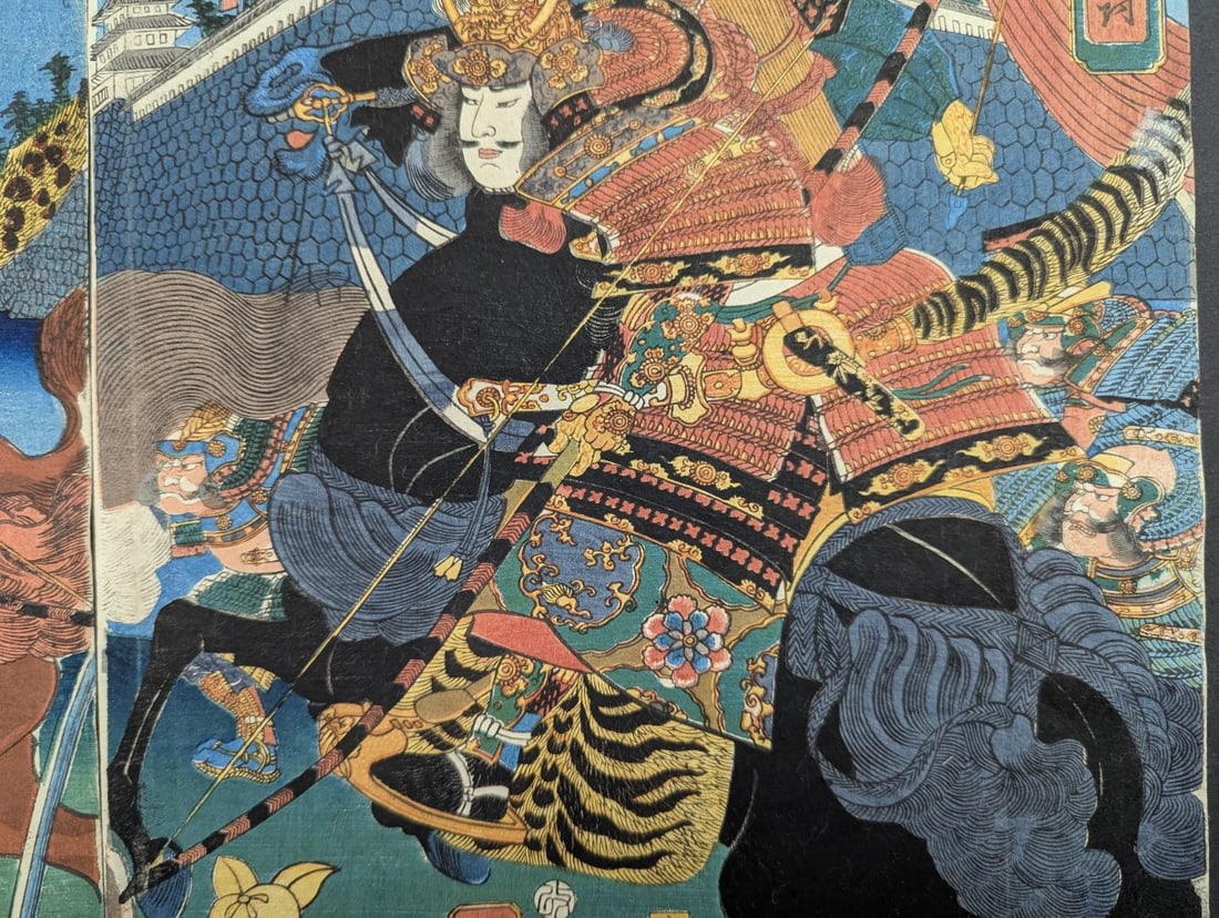 Utagawa Yoshitora Original 19th Century Japanese Woodblock Print Triptych - 12
