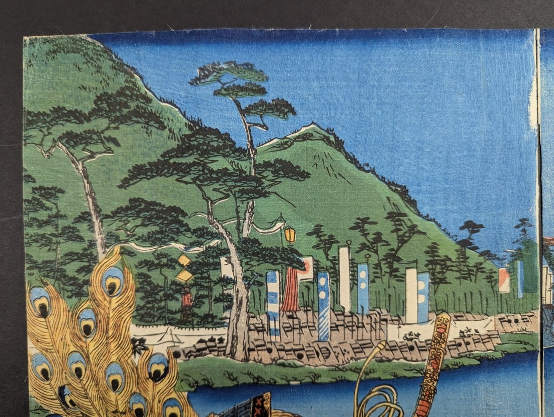 Utagawa Yoshitora Original 19th Century Japanese Woodblock Print Triptych - 5