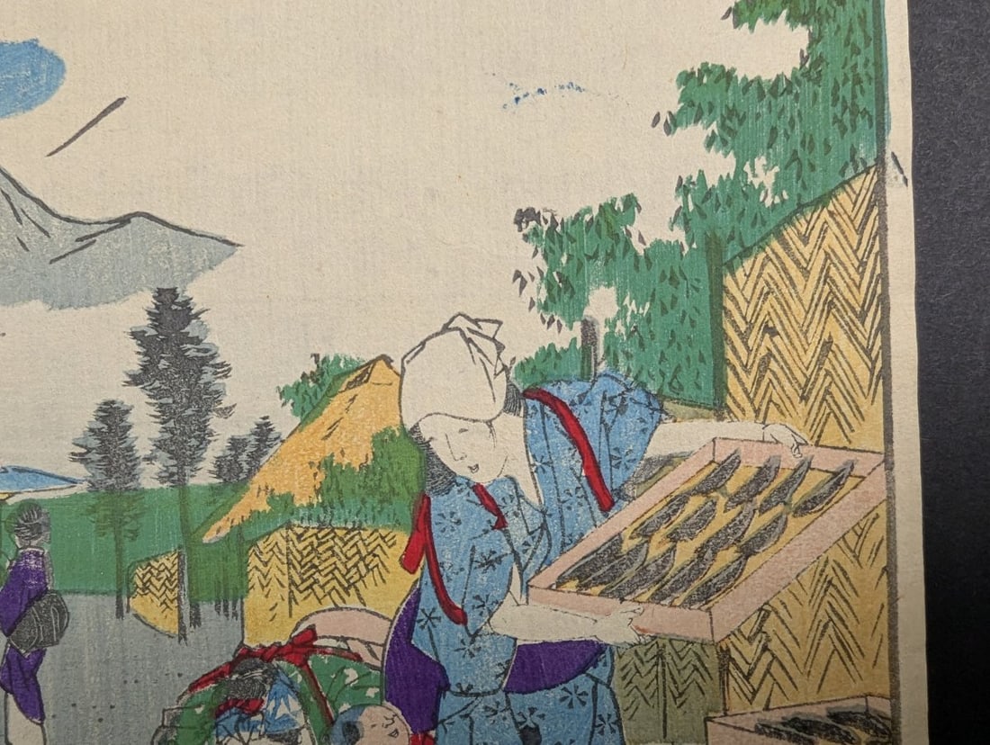 Utagawa Hiroshige Japanese Woodblock Print Ejiri: Dried Fish Original 19th Century - 5