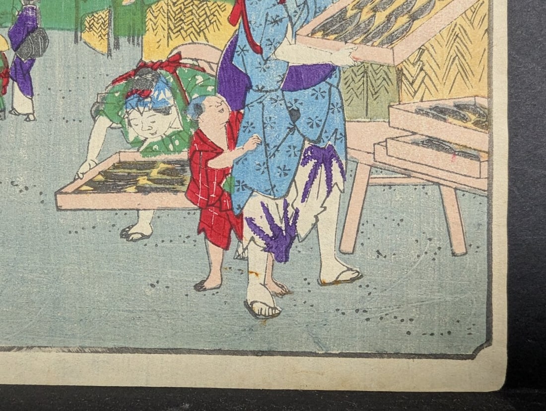 Utagawa Hiroshige Japanese Woodblock Print Ejiri: Dried Fish Original 19th Century - 7